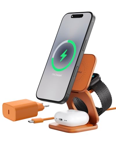 KU XIU X40 Turbo Qi2.2 25W 3-in-1 Ladestation für iPhone 17/16/15/14/13/12, 5W...