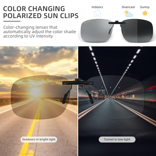 Polarized Clip-On Color-Changing Sunglasses Automatic Adjustable Uv Protection Anti-Glare Driving Outdoor Men And Women Sunglasses3