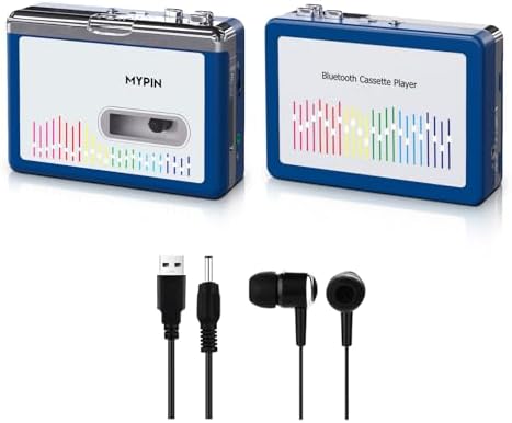 Bluetooth Cassette Player with Headphone, Tape Player Bluetooth Output to Headphone/Speaker, Portable Cassette Tape Player 2 AA Battery or USB Power Supply, 3.5mm Headphone Jack
