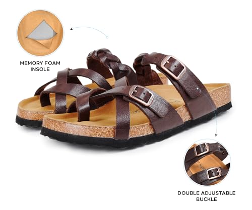 Image of AEROTHOTIC Recovery Slides for Women Cork Footbed Adjustable Straps Sandals