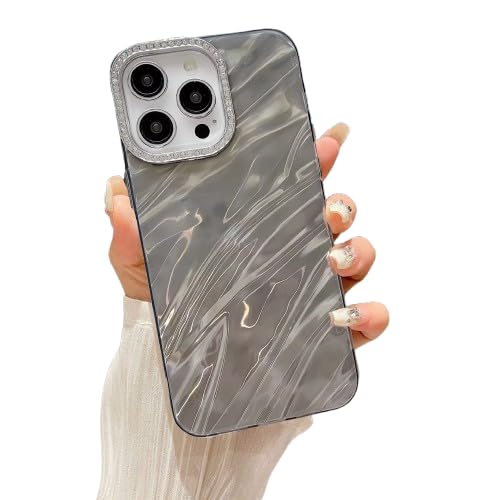 Image of DIZORO Compatible with iPhone 16 Pro Max Case | Marble Glossy Hard PC Back Cover with Diamond Camera Protector | Ultra Stylish Shockproof Back Cover Case for Girls Women-Desert