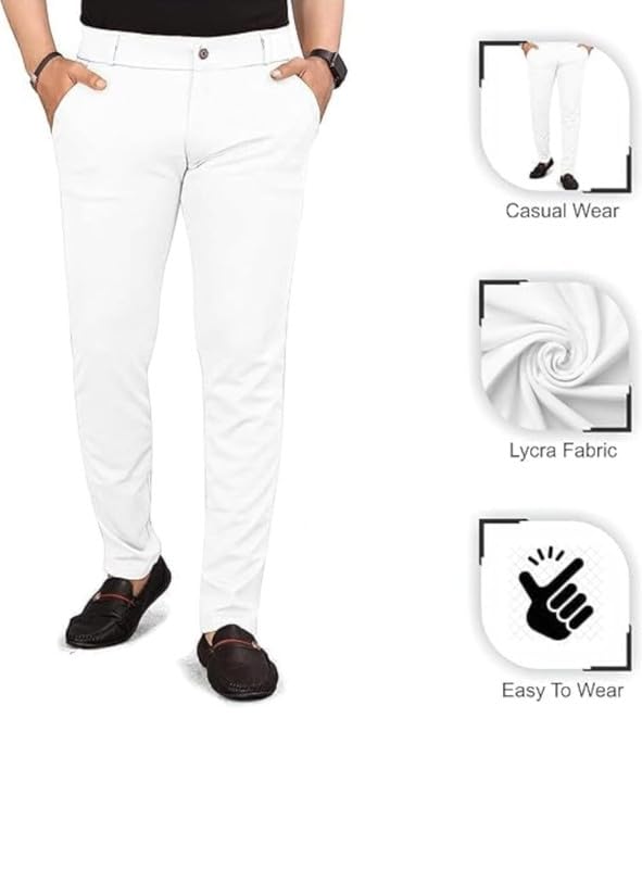 Image of VIJETA Garments for Men Lycra Blend Formal Trousers ? Smart Fit Office Wear Pants with Elastic Waistband & Zip Fly