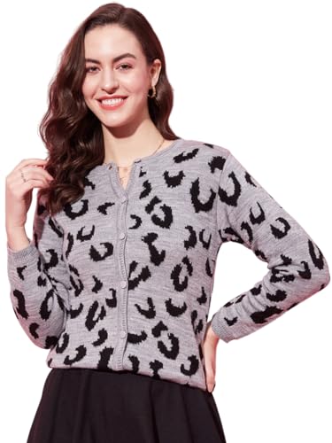 Image of Modeve Animal Print Round Neck Casual Women Sweater