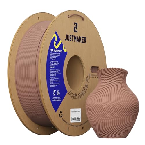 JUSTMAKER Matte PLA+ 3D Printer Filament, Upgrade Cardboard Spool, Dimensional Accuracy +/-0.03mm, 1.75mm, 1kg, Terracot