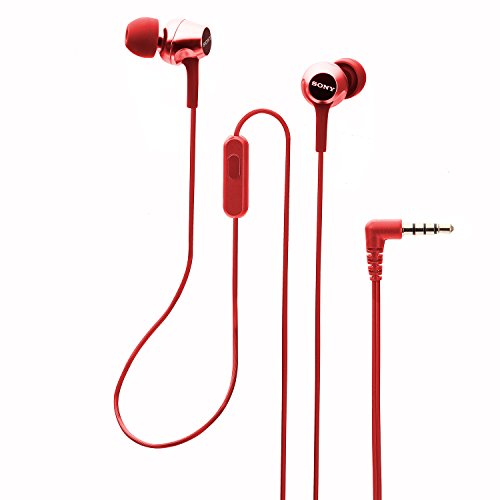 Image of Sony MDR-EX155AP Wired in-Ear Headphones with Tangle Free Cable, 3.5mm Jack, Headset with Mic for Phone Calls and 1 Year Warranty - (Red)