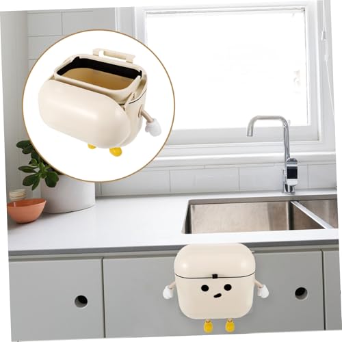 Caneca de basura rectangular beige para cocina miniatura 4