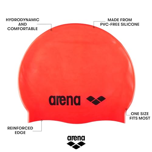 Image of Arena Classic Unisex Soft Silicone Swim Cap for Women and Men, Intensive Training Comfortable Non-Slip Long Hair Swimming Hat