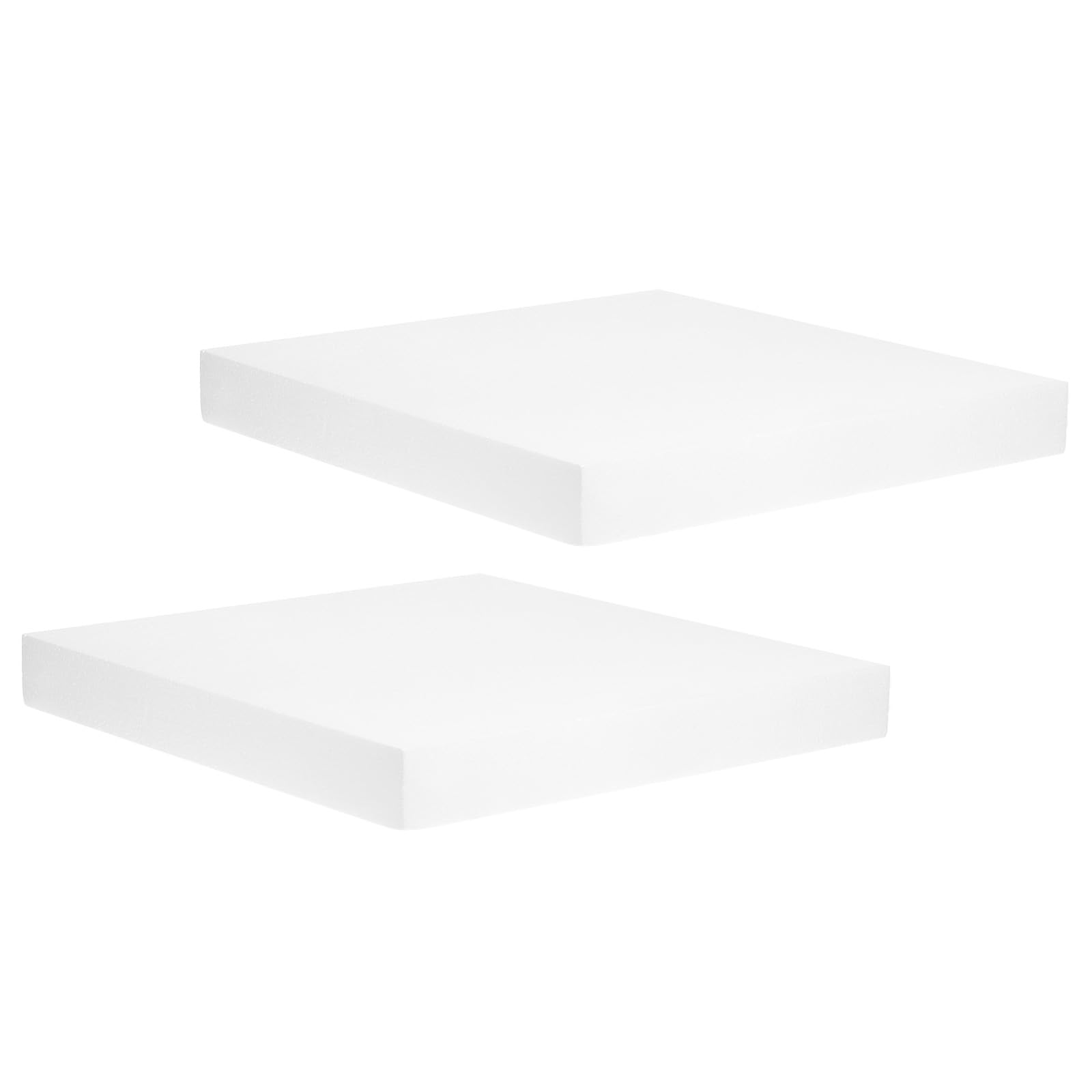 QUARKZMAN 2Pcs Maquette De Gâteau Carrée en Mousse, 16" x 16" x 2" Faux Gâteau Modèle Accessoire Photo pour Fournitures De Mariage Décoration De Gâteau d'anniversaire, Blanc