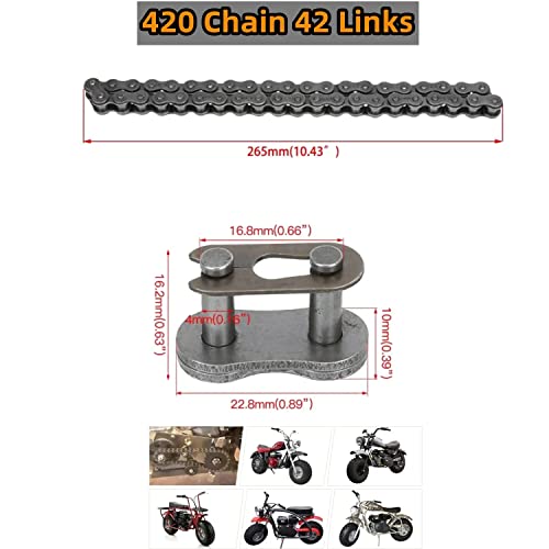 Image of Mini Bike Chain for Coleman Ct200u Ct200u-ex Bt200x Front and Rear Drive Chains and Chain Adjuste Accessories (#420 Chain 42 Link+#420 Chain 90 Link)