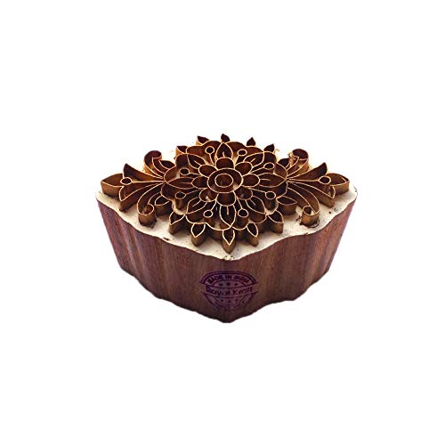 Brass Floral Pattern Wooden Clay Stamp