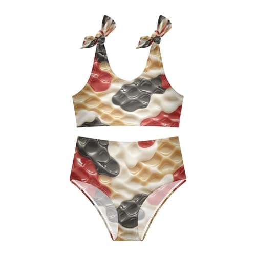 Camo Black White Red Milk Ice Cream Girls Tankini Swimsuit Kids Bikini Sets 2 Pcs Bathing Suit 3T3