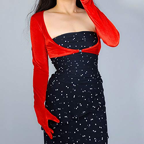 Image of DooWay Velvet Bolero Gloves TECH Touchscreen Shrug Crop Top Dance Evening Shawl