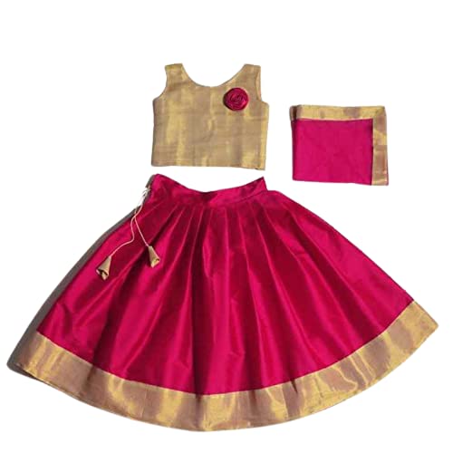 GROWMORE Baby Girls Lehenga Choli Ethnic Wear Solid Lehenga, Choli and Dupatta Set (Pack of 1)