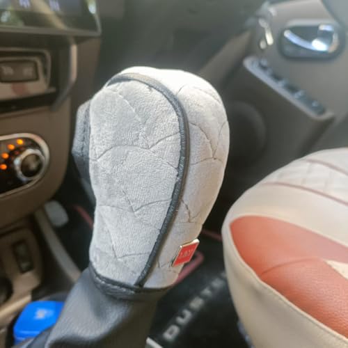 Image of YOURKARTS.COM Car Gear Knob Cover Velvet Soft Touch - Universal Gear Shift Knob Protector, Anti-Slip & Dustproof Gear Shifter Cover for Car Interior Accessories (White)