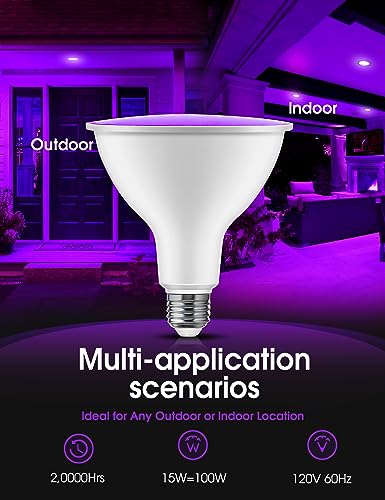 Image of L LOHAS LED Purple Flood Light Bulbs, PAR38 LED Flood Light Outdoor