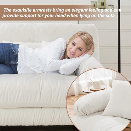 Image of SoarFlash 133.8 inch Sectional Sofa 3 Seat Couch, L Shaped Modern Sofa with Solid Wood Legs, Couches Sofas for Living Room Apartment, Comfortable Small Couches for Small Spaces, White