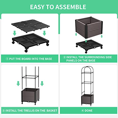 Docred Raised Garden Bed Planter Box With Wheels, Tomato Cage Planter Raised Garden Bed With Trellis For Climbing Vegetables Plants Tomato Cage, Indoor Outdoor Use #TOP6
