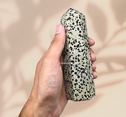 Image of Amazing Gemstone Large Dalmatian Jasper Crystal Towers ~ Natural Healing Crystal Point Obelisk for Reiki Healing and Crystal Grid (5.5 to 6 INCH)