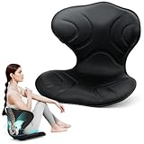 FHTWRR Professional Ergonomic Back Support for Office Chair Cushion with Lunbar Pillow, Upgrade Wide and Tick Lumbar Support for Lower Pain Relief Improve Posture (Black)