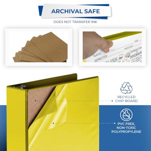Image of Samsill Durable 3 inch 3 Ring Binder, D Ring Binder, 100% Recycled Chipboard, Yellow, 12 Pack