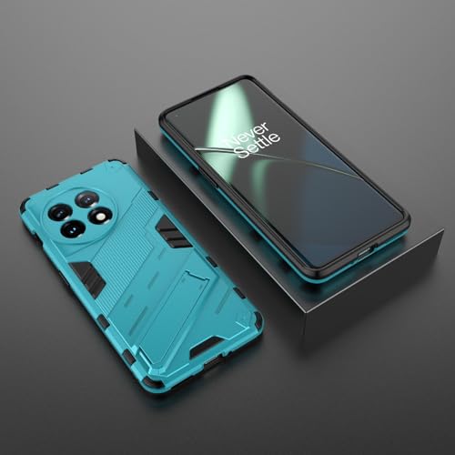 Image of SPL Punk Armor Bumper Back Case Cover for OnePlus 11 5G | Holder & Kickstand in-Built | 360 Degree Protection Back Case Cover (Blue)