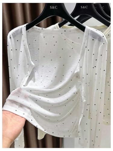 WDIRARA Women's Polka Dots Button Down Cardigan Sweater Long Sleeve Lightweight Knitwear3