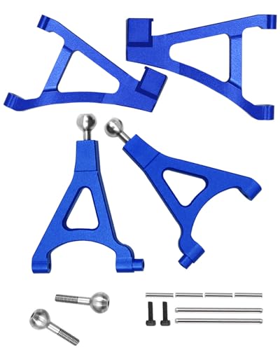 hopsupRC Front Upper Lower Suspension A-Arms Upgrades Part for 1/16 Mini Slash,4PCS Aluminum Front Upper & Front Lower Arms Hops Ups for 1/16 Mini Slash?70054-1,Navy Blue
