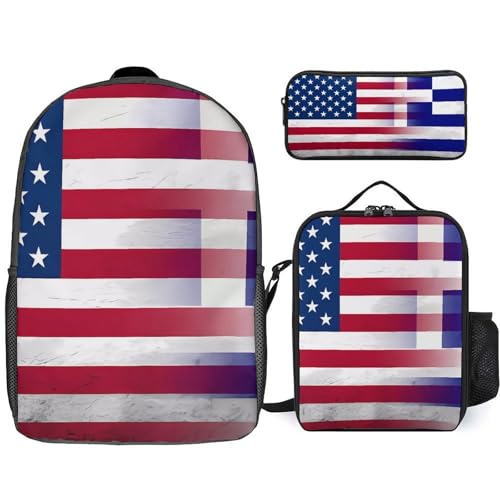 U.S. Greece Flag Large Travel Backpacks Carry on Backpack Weekender Bag with 2 Storage Pockets for Men And Women