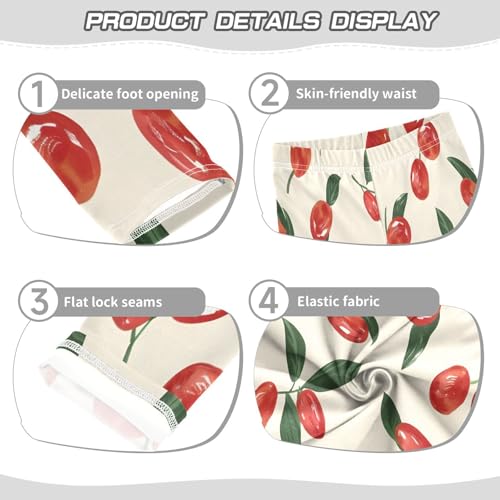 Toddler Girls Leggings Printed Yoga Pants Leggings Red Dates Small Leaves for Kids3