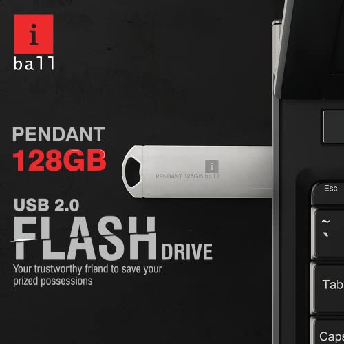 Image of iBall Pendant 128 GB USB 2.0 Flash Drive OS Compatibility with Windows and Mac (Silver)