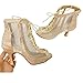 Suwequest Ballroom Dance Shoes Tango Pole Latin Dance Shoes Women Mesh High Heels Sandals 9cm 40