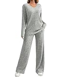 DURINM Pigiama Donna Invernali Set Lungo Invernale Comodo Due 2 Pezzi Pantaloni a Gamba Larga Tuta Elegante Sportiva Casual Pigiami Donna Set Inverno da Yoga Jogging Training Sportwear