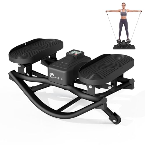 COKTIK Rock Stepper Side Steppers for Exercise at Home | 350 LBS Weight Capacity Noise-Reducing & Portable Rocker Exercise Equipment with Resistance Bands & Non-Slip Mat