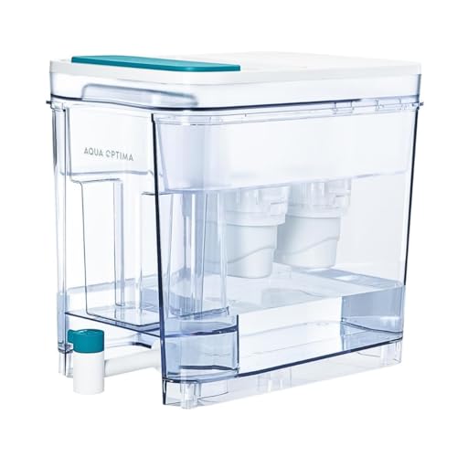 Aqua Optima Dispensador Perfect Pour de Agua Filtrada (8.2L) con Soporte y 6 Filtros   Apto para Nevera, Lavavajillas y Encimera   Reduce Cal, Cloro y Otras Impurezas
