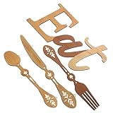 PRETYZOOM 4stücke Holzschild Essen Mit Gabel Und Besteck Als Rustikale Wanddeko Für Küche Oder Esszimmer Landhausdeko Löffel Und Schild Für Restaurant Oder Bar
