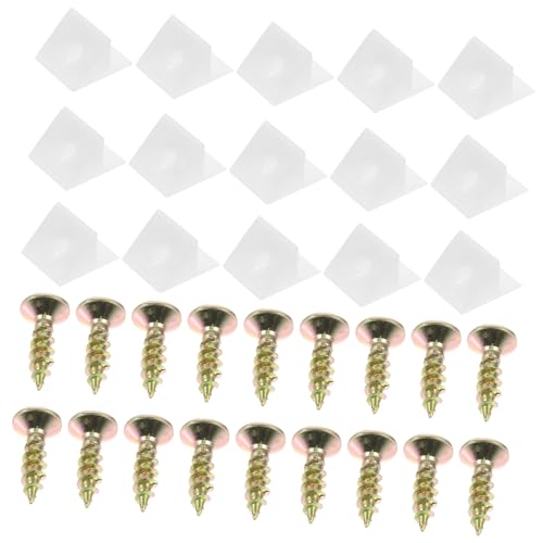 Gogogmee 50個 家具底板補修用斜角プラスチックウェッジ固定キット セルフタッピングネジ付き 棚板揺れ防止と底部補強用