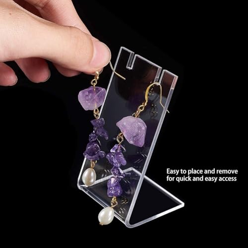 Image of Earrings Holder Acrylic Jewelry Display Rack Stud Earring Organizer for Woman Jewelry (10pcs L-Shape transparent Pack of 10)