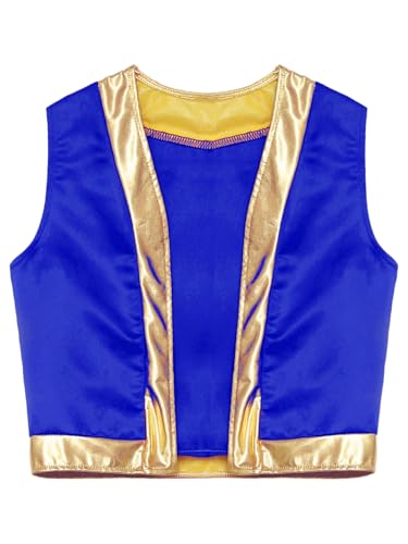 Kids Girls Boys Game Role Play Tank Top Arabian Prince Fancy Dress up Jacket Open Front Vest