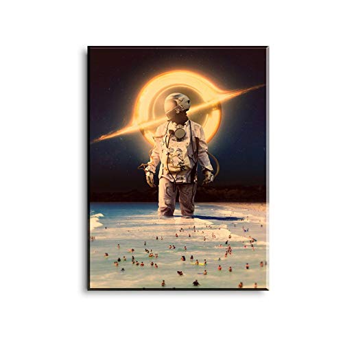 Affiche Astronaute Espace Abstrait Décoration Murale Salon Moderne Toile 50x70cm