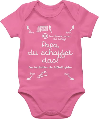 Shirtracer Baby Body Junge Mädchen - Sprüche - Papa du schaffst das Fußball - weiß - 3/6 Monate - Pink - babymode witzig spruch fussball bodys babybody mit sprüchen spruche anleitung babybodys