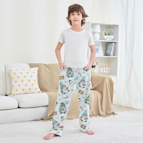 Boys' Pants Winter Gnome Christmas Long Bottoms Jogger Pants Elastic Waist Trousers with Pockets S-XL3