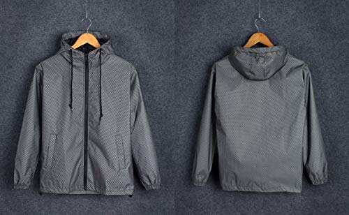 LZLRUN Reflective Jacket Casual Hiphop Windbreaker Night Sporting Coat Hooded Fluorescent Clothing3