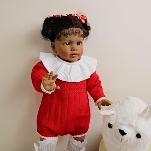 ROSHUAN Reborn Kleinkind Puppen Schwarzes Mädchen 26 Zoll Große Größe Reborn Babypuppen Afroamerikanische Realistische Babypuppe Weiches Tuch Körper Lebensechte Kleinkindpuppe – Bild 4