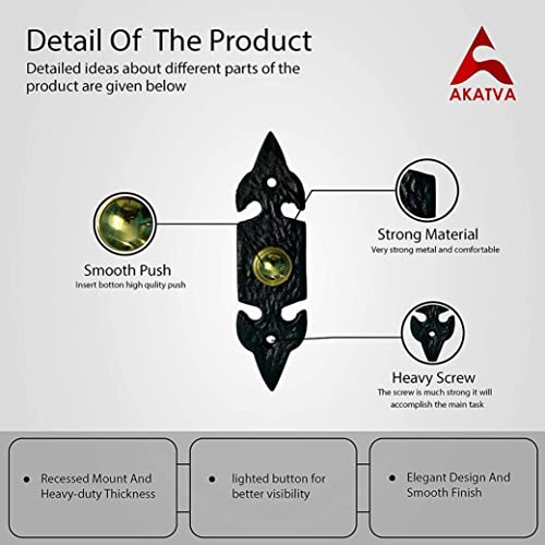 Akatva Door Bell Button – Bell Push Button – Doorbell Chime Wired - Doorbell Button Wired – Door Bell Ringer Button – Doorbell Button Replacement – Wired Doorbell Button - Black Powder Coated Finish #TOP6