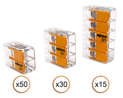 WAGO 221-61x LEVER-NUTS 10AWG 95pc Compact Wire Connector Assortment