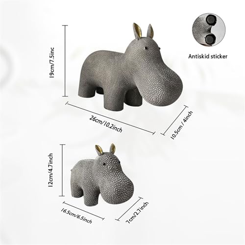 Statues décoratives Hippopotame Père et Fils en résine dorée - 8