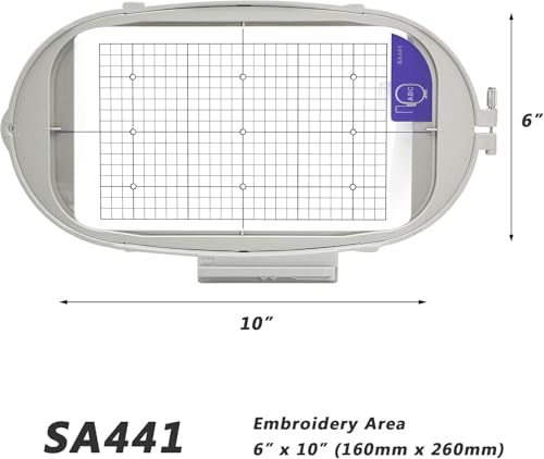 Image of Sew Tech Embroidery Hoops for Brother Innovis NQ1700E NQ1600E NQ1400E NQ3600D Dream Machine 2 VE2200 4000D 1500D V7 V5 VM5200 Stellaire XE1 Babylock Embroidery Machine Hoop (6x10-SA441)