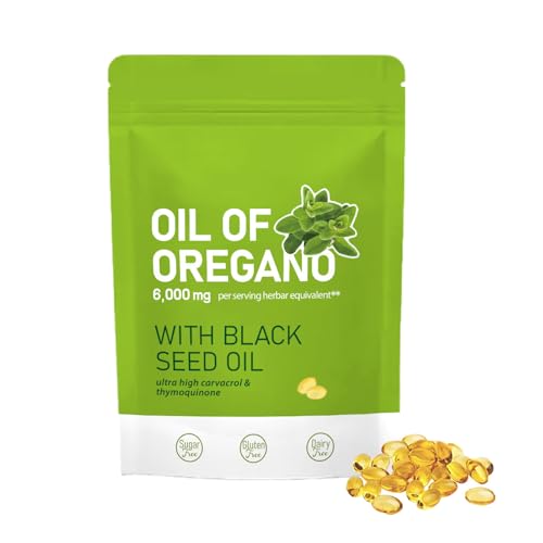 Oregano-Öl-Kapseln, 2025 Neue Schwarzkümmelöl Kapseln Bio, Ausgewogenes Oregano-Öl mit Schwarzkümmelöl, Non-GMO, für Frauen und Männer