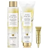 Pantene Sulfate Free Shampoo & Conditioner Set with Castor Oil+ Hair Mask Treatment, Nutrient Blends Fortifying Damage Repair
