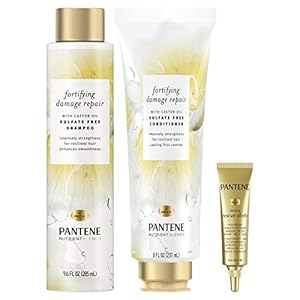 Pantene Sulfate Free Shampoo & Conditioner Set with Castor Oil+ Hair Mask Treatment, Nutrient Blends Fortifying Damage Repair